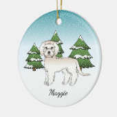 Cream Mini Goldendoodle - Winterwald & Name Keramik Ornament (Links)