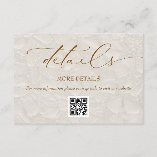 Cream MInimal Elegant Hochzeitdetails Begleitkarte (Vorderseite)