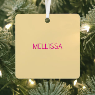 Cream minimalist benutzerdefinierter Name  Ornament Aus Metall