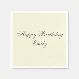 Cream Minimalist Birthday Party Napkins Serviette
