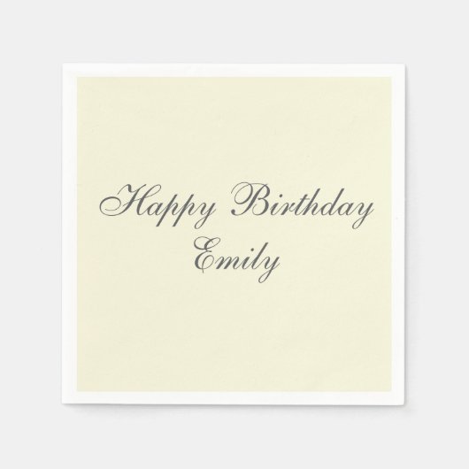 Cream Minimalist Birthday Party Napkins Serviette (Vorderseite)