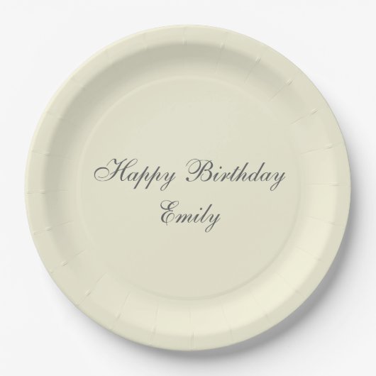 Cream Minimalist Birthday Party Paper Plates Pappteller (Vorderseite)