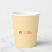 Cream minimalist custom name  pappbecher (Vorderseite)