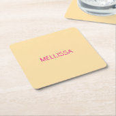 Cream minimalist custom name  rechteckiger pappuntersetzer (angewinkelt)