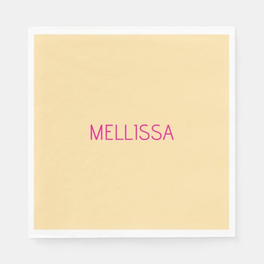 Cream minimalist custom name  serviette (Vorderseite)