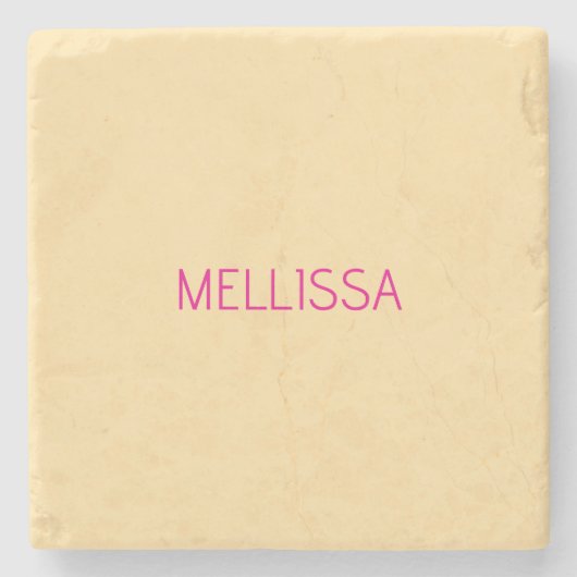 Cream minimalist custom name steinuntersetzer (Vorderseite)