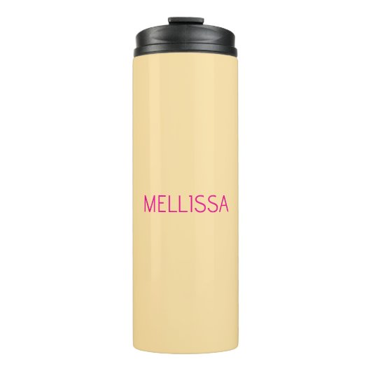 Cream minimalist custom name  thermosbecher (Vorderseite)