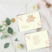 Cream Minimalistisch & elegant kühne Initialen Hoc Save The Date