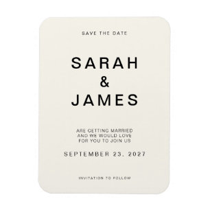 Cream Minimalistisch moderne Hochzeit retten das D Magnet