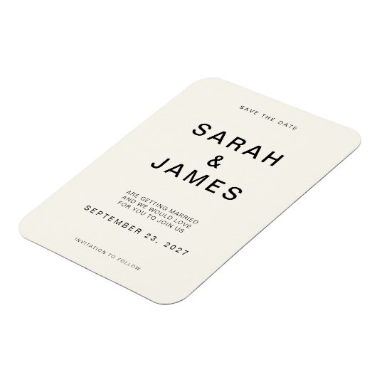 Cream Minimalistisch moderne Hochzeit retten das D Magnet (Linke Seite)