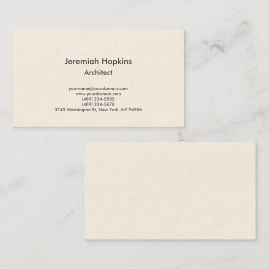 Cream - Minimalistische elegante Schlichte Archite Visitenkarte (Vorne/Hinten)