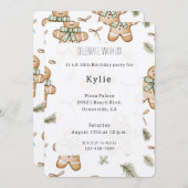 Cream Mint Green Gingerbread Cookies Birthday Einladung (Vorne/Hinten)