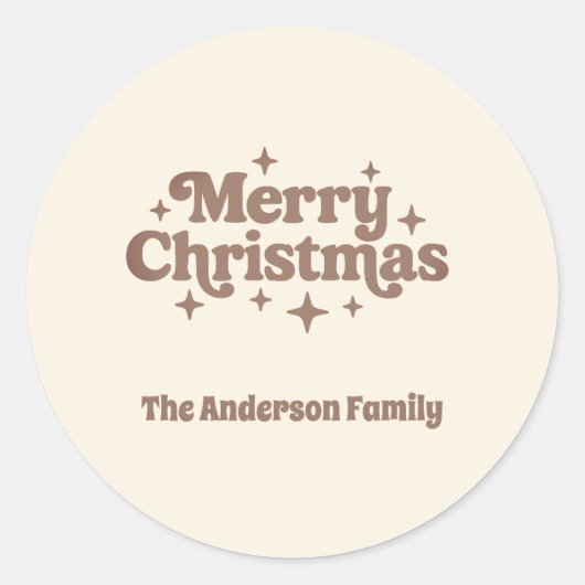 Cream mocha Frohe Weihnachtsgunst Runder Aufkleber (Vorderseite)