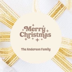 Cream mocha Frohe Weihnachtsgunst Runder Aufkleber