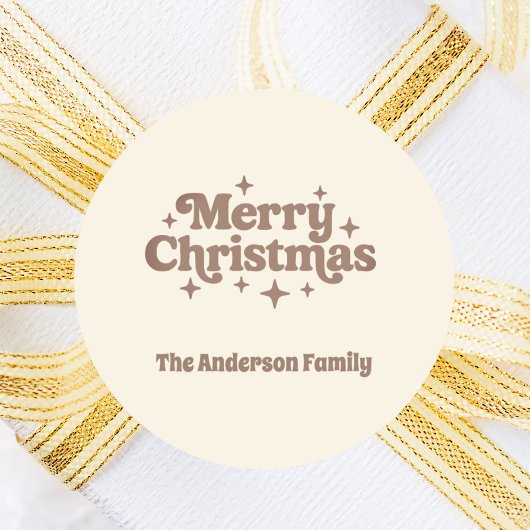 Cream mocha Frohe Weihnachtsgunst Runder Aufkleber