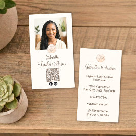 Cream Mocha Logo QR Code Foto Wimpern und Augenbra Visitenkarte