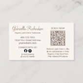 Cream Mocha Schriftfoto QR Code Wimpern und Augenb Visitenkarte (Rückseite)