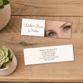 Cream Mocha Script Foto Wimpern und Augenbrauen Mini Visitenkarte