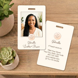Cream Mocha Script Logo Foto Wimpern und Augenbrau Ausweis