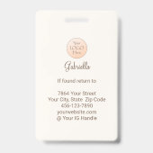 Cream Mocha Script Logo Photo Lashes and Brows Ausweis (Rückseite)