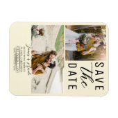 Cream Modern 2 Fotos Save the Date Hochzeit Magnet (Horizontal)
