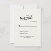 Cream Modern Black Text Wedding RSVP Karte (Vorderseite)