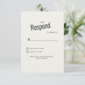 Cream Modern Black Text Wedding RSVP Karte (Stehend Vorderseite)