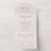 Cream Modern Elegance Wedding All In One Einladung (Innen Boden)
