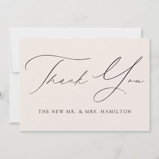 Cream Modern Elegance Wedding Dankeskarte (Vorderseite)