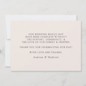 Cream Modern Elegance Wedding Dankeskarte (Rückseite)