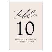 Cream Modern Elegance Wedding Tischnummer (Rückseite)