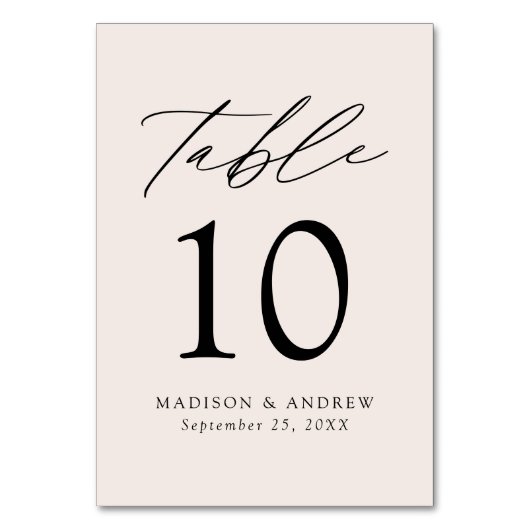 Cream Modern Elegance Wedding Tischnummer (Vorderseite)