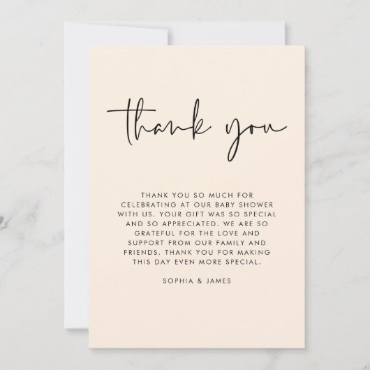 Cream Modern Gender Neutral Baby Dusche Vielen Dan Einladung (Vorderseite)