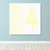 Cream Modern Hahnentrittmuster mit Mode Silhouette Leinwanddruck (Insitu (Holzboden))