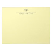 Cream Modern Monogrammed Calligraphy Plain Name Notizblock (Vorderseite)