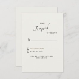 Cream Modern Schriftart Black Text Wedding RSVP