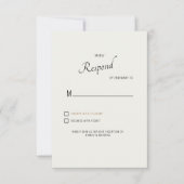 Cream Modern Schriftart Black Text Wedding RSVP Karte (Vorderseite)