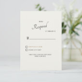 Cream Modern Schriftart Black Text Wedding RSVP Karte (Stehend Vorderseite)