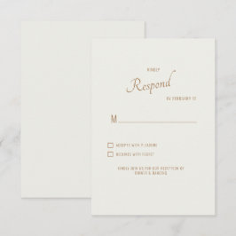 Cream Modern Schriftart Wedding RSVP Karte