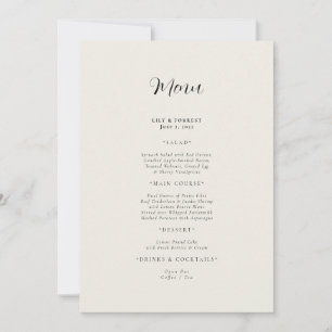 Cream Modern Wedding Menu Einladung