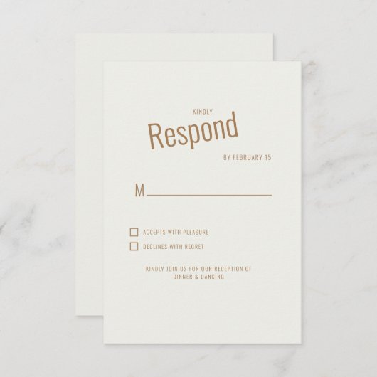 Cream Modern Wedding RSVP (Vorne/Hinten)