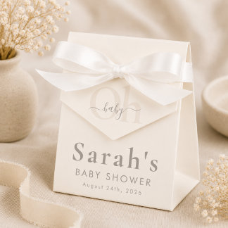 Cream Moderne Minimalistische Oh Baby Shower Gesch Geschenkschachtel