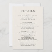 Cream Moderne Typografie in einer einfachen Hochze Einladung (Rückseite)