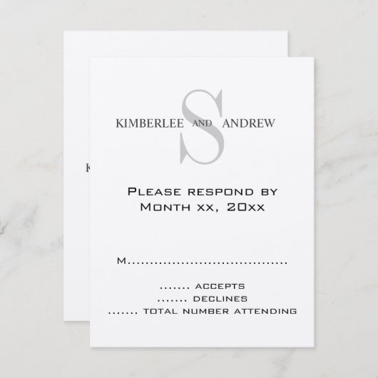 Cream Monogram Reply Cards RSVP Karte (Vorne/Hinten)