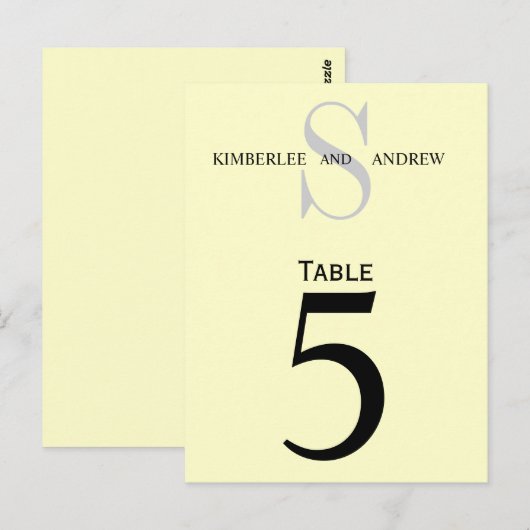 Cream Monogram Wedding Tischnummer Cards (Vorne/Hinten)