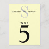 Cream Monogram Wedding Tischnummer Cards (Vorderseite)
