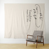 Cream Mr. & Mrs. Simple Links Aligned Foto Hinterg Wandteppich (Beispiel (Horizontal))