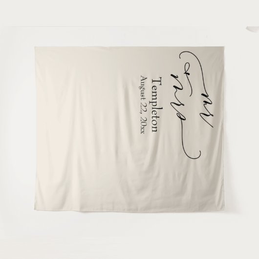 Cream Mr. & Mrs. Simple Links Aligned Foto Hinterg Wandteppich (Vorderseite (Horizontal))