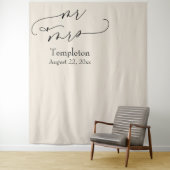 Cream Mr. & Mrs. Simple Links Aligned Foto Hinterg Wandteppich (Beispiel)