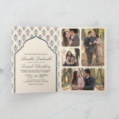 Cream Navy Blue Ikat auf einer indischen Hochzeit Einladung (Innenseite)